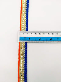 Thumbnail for Royal Blue Tassels Trim, Orange and Gold Fringe Trim, Beaded Trim