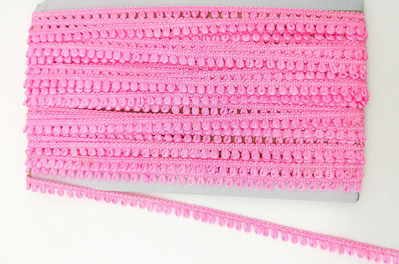 Carnation Pink Thread Lace, 9 Yards, Embroidery Lace Trims