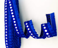 Thumbnail for Royal Blue Satin Pleated Lace Trim, Mirrored Fringe Trimming, Approx. 30mm wide