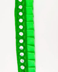 Thumbnail for Green Satin Pleated Lace Trim, Mirrored Fringe Trimming, Approx. 30mm wide