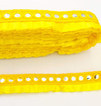 Thumbnail for Yellow Satin Pleated Lace Trim, Mirrored Fringe Trimming, Approx. 30mm wide