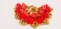 Thumbnail for Red Tassels With Gold Beads, Beaded Tassels With Red and Gold Embroidery, Traditional Indian Latkan