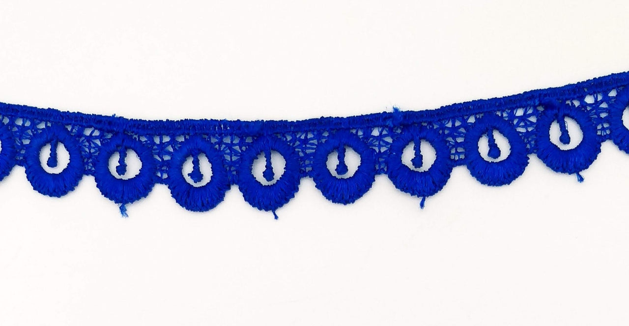 9 Yards Royal Blue Embroidery Polyester Lace Trim, Approx. 18mm Wide, Fringe Trim