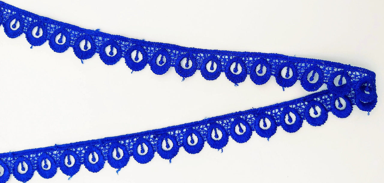 9 Yards Royal Blue Embroidery Polyester Lace Trim, Approx. 18mm Wide, Fringe Trim