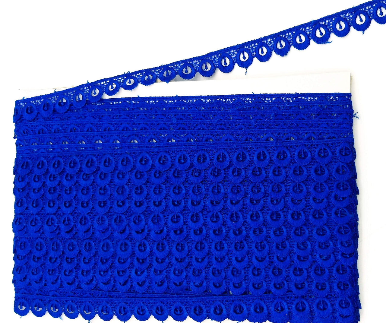 9 Yards Royal Blue Embroidery Polyester Lace Trim, Approx. 18mm Wide, Fringe Trim