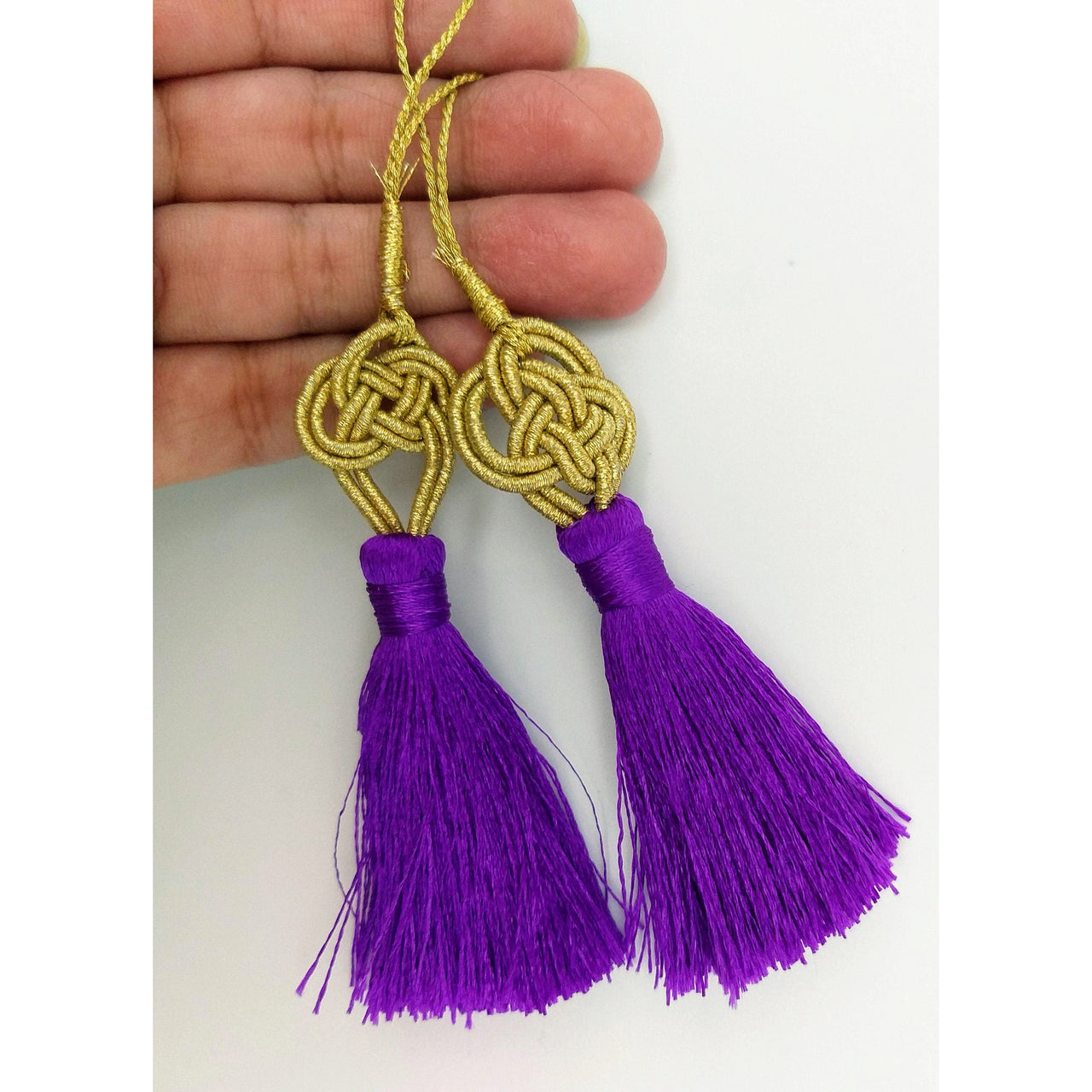 Purple Tassels Artificial Silk Tassel, Gold Celtic Knot Tassels, Earring Tassel