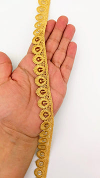 Thumbnail for 9 Yards Beige Embroidery Polyester Lace Trim, Approx. 18mm Wide, Fringe Trim