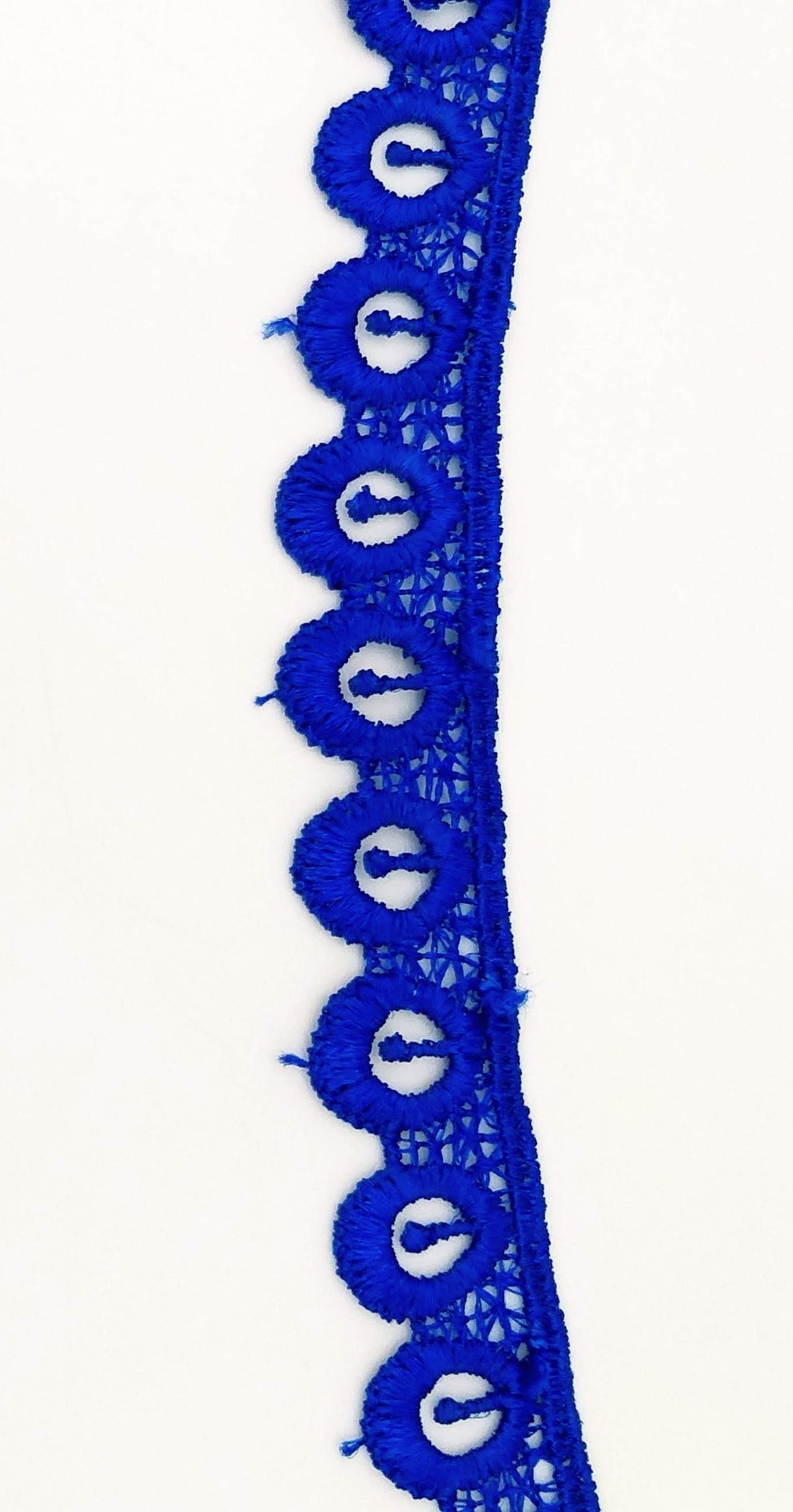 9 Yards Royal Blue Embroidery Polyester Lace Trim, Approx. 18mm Wide, Fringe Trim