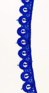 Thumbnail for 9 Yards Royal Blue Embroidery Polyester Lace Trim, Approx. 18mm Wide, Fringe Trim