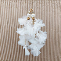 Thumbnail for White Tissue and Chain Latkan Indian Latkans, Pear Latkan Tassels, Blouse Latkan Sewing Latkans Bridal Tassels 1 Pair