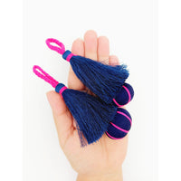 Thumbnail for Navy Blue and Fuchsia Pink Pumpkin Tassels, Latkan, Indian Tassels