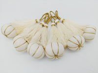 Thumbnail for Beige and Gold Pumpkin Tassels, Latkan, Indian Tassels