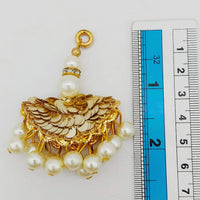 Thumbnail for Off White Pearl Beads and Gold Sequins Tassels Latkan, Indian Latkans, Blouse Latkan