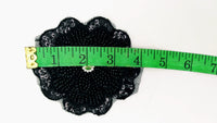 Thumbnail for Black Hand Embroidered Floral Applique With Beads, Crochet Cut Dana Applique, Beaded Flower Motifs