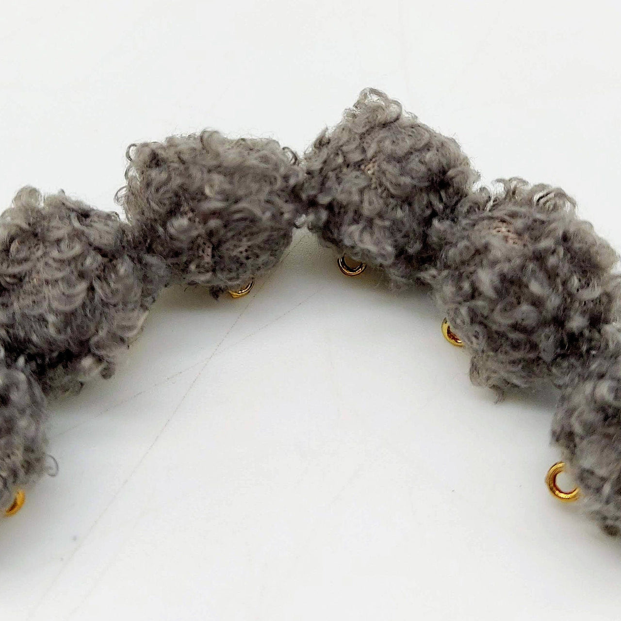 Grey Fur Fabric Ball Tassel, Button with Ring Cap, Decorative Tassels