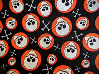 Thumbnail for Orange, Black And White Skull Cotton Fabric, Halloween Fabric