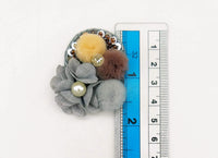 Thumbnail for Hand Embroidered Grey, Yellow And Brown Floral Applique, 2 Pcs