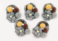 Thumbnail for Hand Embroidered Grey, Yellow And Brown Floral Applique, 2 Pcs