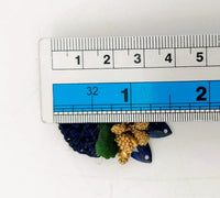 Thumbnail for Handmade Navy Blue Floral Applique with Beads, Flower Motifs x 3