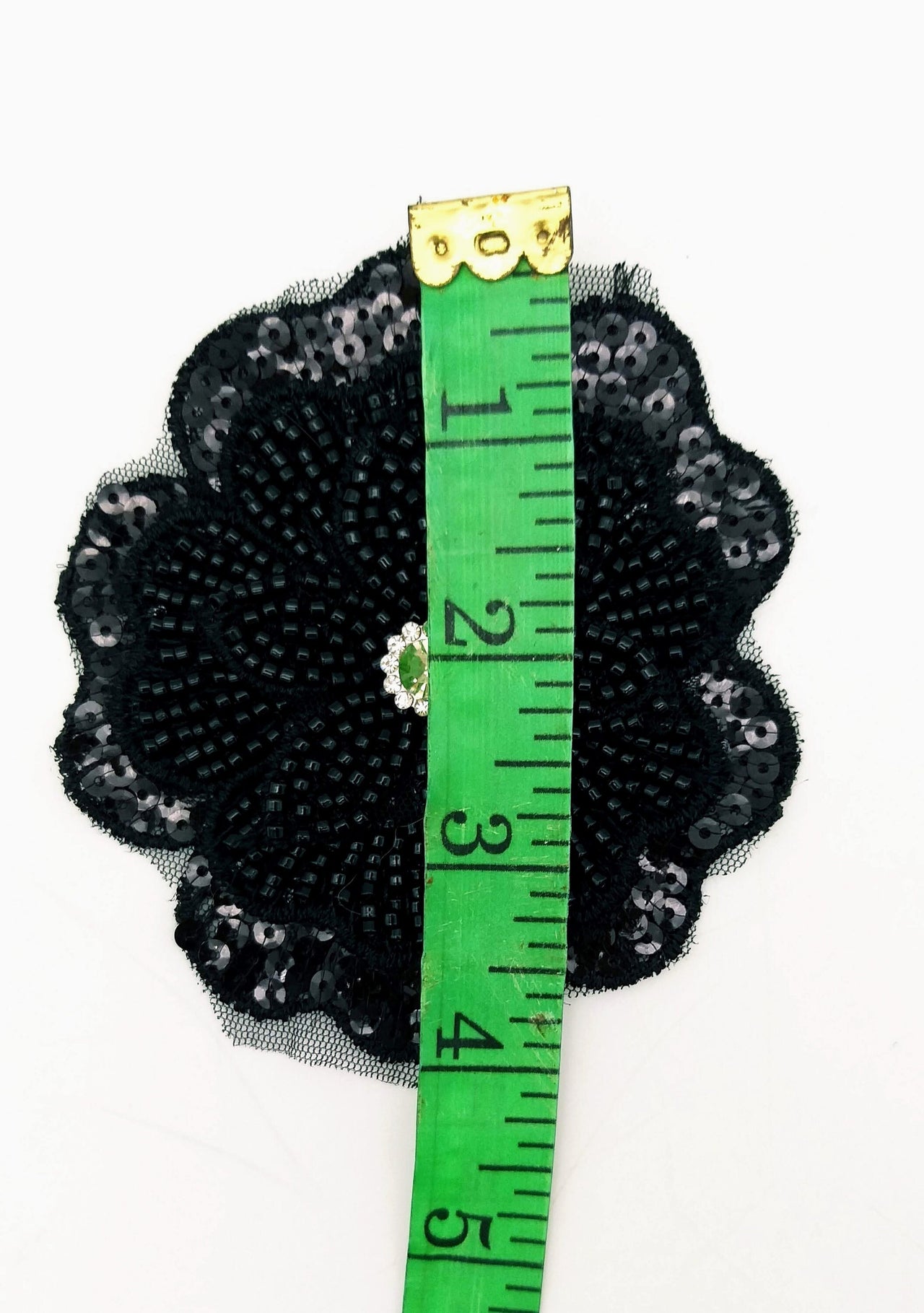 Black Hand Embroidered Floral Applique With Beads, Crochet Cut Dana Applique, Beaded Flower Motifs