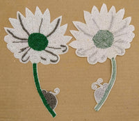 Thumbnail for Hand Embroidered White and Green Floral Applique With Snail, Beaded Applique, 1 Piece