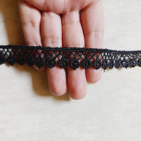 Thumbnail for Black Thread Trim, Cotton Lace Trim, Circle Wheel Trim