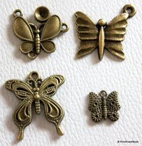 Thumbnail for 4 x Bronze Tone Butterfly Charms Collection