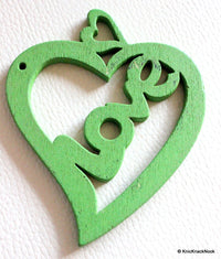 Thumbnail for 1 x Green Love Heart Wood Bead 70mm