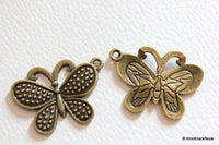 Thumbnail for 5 x Bronze Tone Butterfly Charm Spacer Pendants