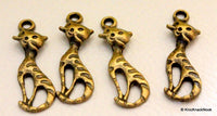 Thumbnail for 5 x Zinc Alloy Bronze Tone Cat Charms Pendants 25mm x 7mm