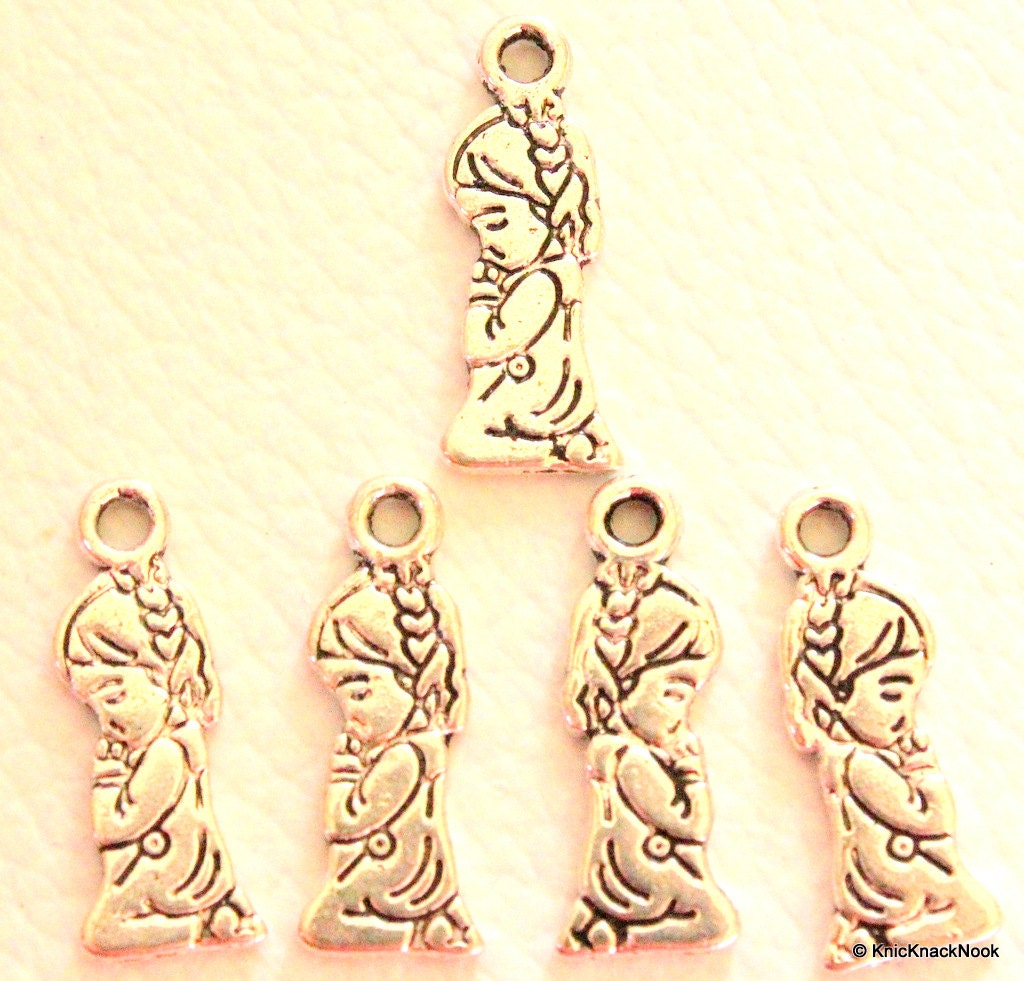 Girl Praying Silver Tone Charms x 5