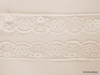 Thumbnail for Wholesale White Embroidered Net Lace Trim Ribbon Approx 46mm wide