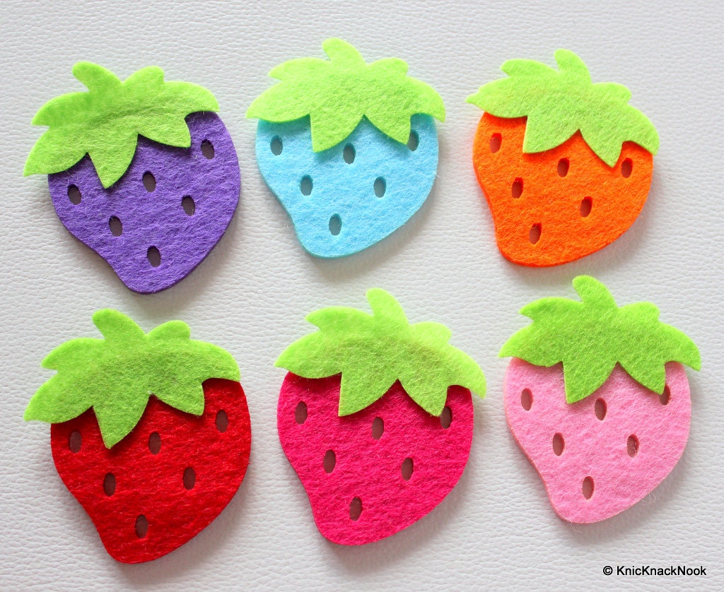 2 x Blue Strawberry Huge Felt Applique Patch