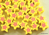 Thumbnail for Yellow Wood Star Beads x 10