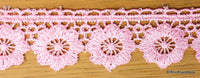 Thumbnail for Pink Embroidered Flower Lace Trim Ribbon Approx 32mm wide