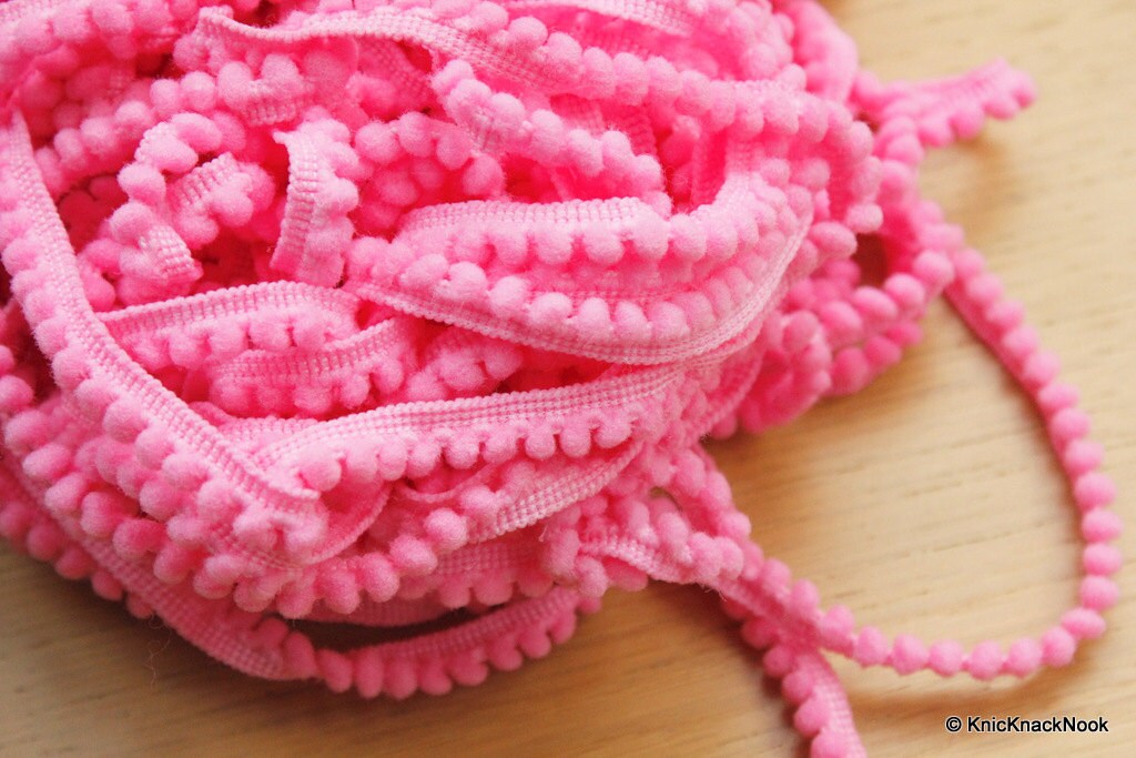 Pink Embroidery Crochet (Wool) One Yard Lace Trims 10mm Wide