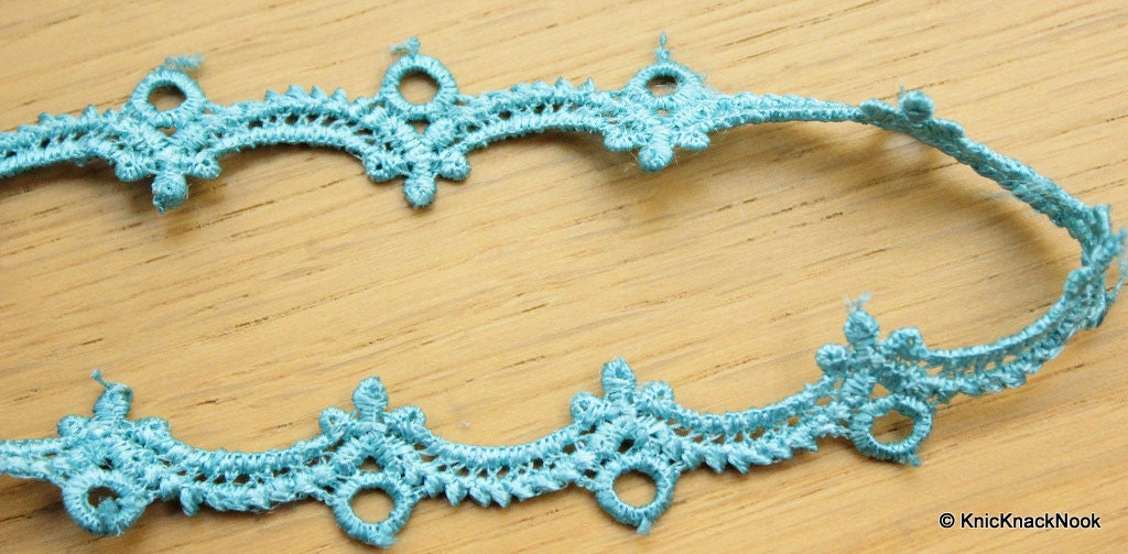 Blue Embroidery Crochet (Cotton) Scallop Lace Trim 20mm Wide