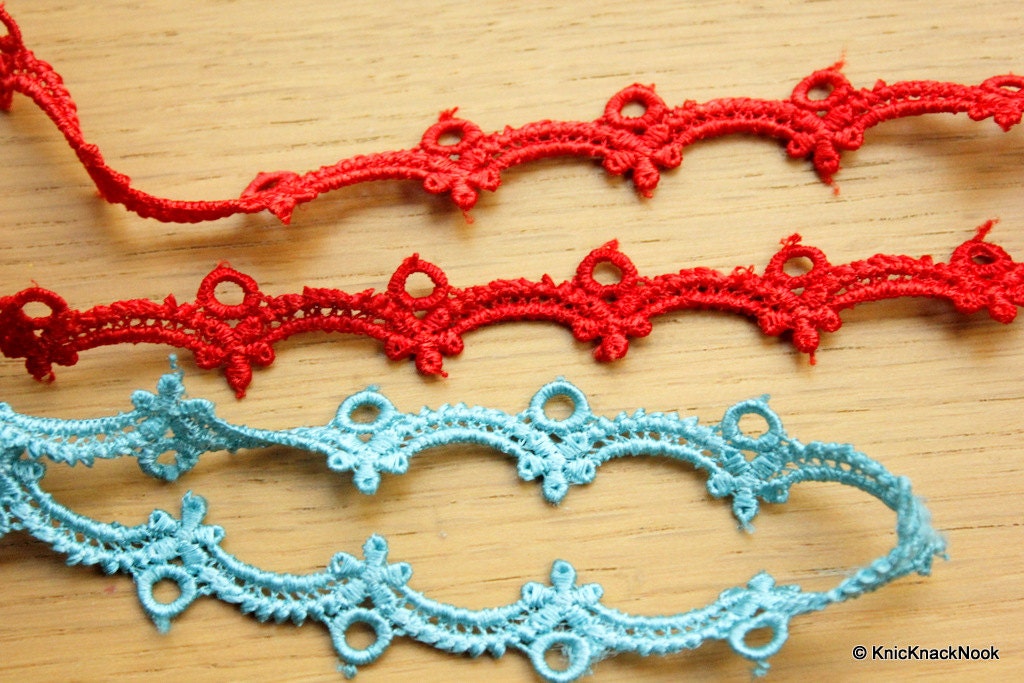 Blue Embroidery Crochet (Cotton) Scallop Lace Trim 20mm Wide