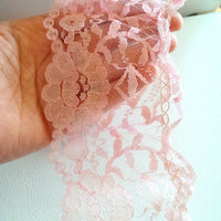 Thumbnail for Pink Floral Net Lace Trim Ribbon 95mm wide