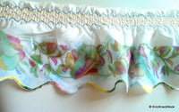 Thumbnail for White Polyester Lace Trim With Flowers 13cm wide