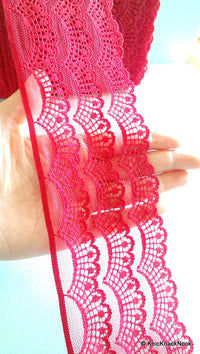 Thumbnail for Wholesale Maroon Scallop Net Lace Trim Ribbon 82mm wide, Decorative Trim, Crafting Lace Ribbon