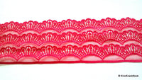 Thumbnail for Wholesale Maroon Scallop Net Lace Trim Ribbon 82mm wide, Decorative Trim, Crafting Lace Ribbon