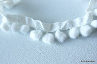 Thumbnail for White Wool Pom Pom One Yard Lace Trims 30mm Wide, Fringe Trim, PomPom Trim Decorative Trim