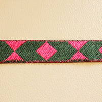 Thumbnail for Jacquard Pink, Fuchsia And Green Cotton Thread Embroidery One Yard Lace Trim 20mm Wide, Costume Trim