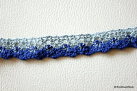 Thumbnail for Dark Blue And Light Blue Embroidery Crochet (Cotton) One Yard Lace Trims Approx. 18mm Wide