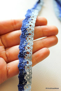 Thumbnail for Dark Blue And Light Blue Embroidery Crochet (Cotton) One Yard Lace Trims Approx. 18mm Wide