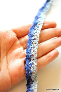 Thumbnail for Dark Blue And Light Blue Embroidery Crochet (Cotton) One Yard Lace Trims Approx. 18mm Wide