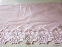 Thumbnail for Wholesale Pink Net Lace With White Flowers Embroidery Approx. 20cm wide Trim By 9 Yards Pink Lace Embroidered Trim Costume Craft Trim