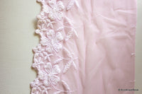 Thumbnail for Wholesale Pink Net Lace With White Flowers Embroidery Approx. 20cm wide Trim By 9 Yards Pink Lace Embroidered Trim Costume Craft Trim