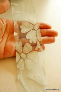 Thumbnail for Blue Flower Net Lace Trim, Approx. 50 mm wide